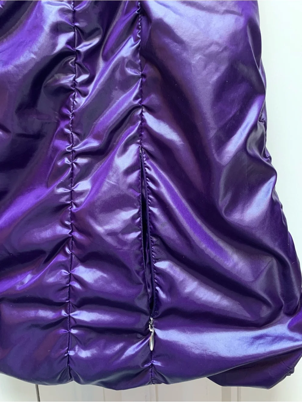 Chico's Shiny Ruched Purple Puffer Vest - Picture 4 of 4